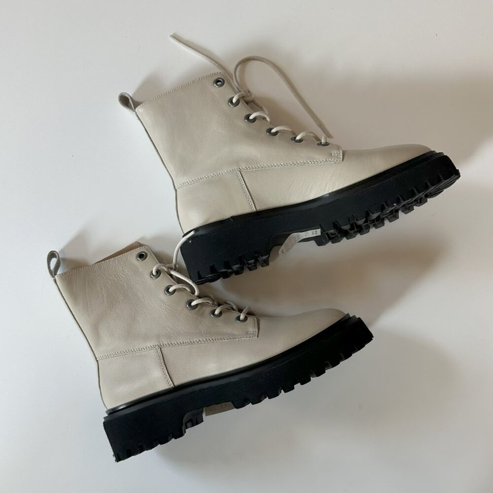 Madewell Rayna Lace-Up Boot in Leather Size 7.5 Color Harvest Moon